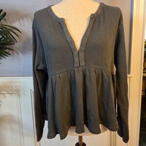 Lucky Brand Waffle Peplum Top